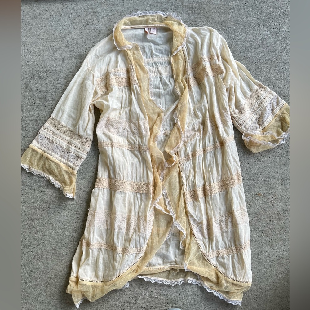 Eloise yellow duster boho bohemian flowy lace layering top